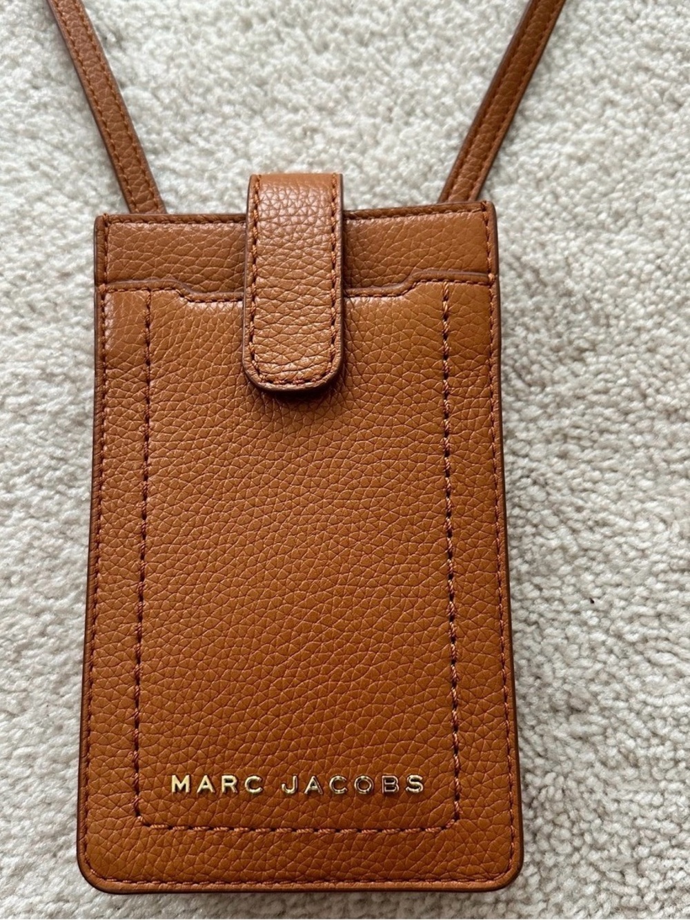 Marc Jacobs Tan Pebbled Leather Phone Crossbody